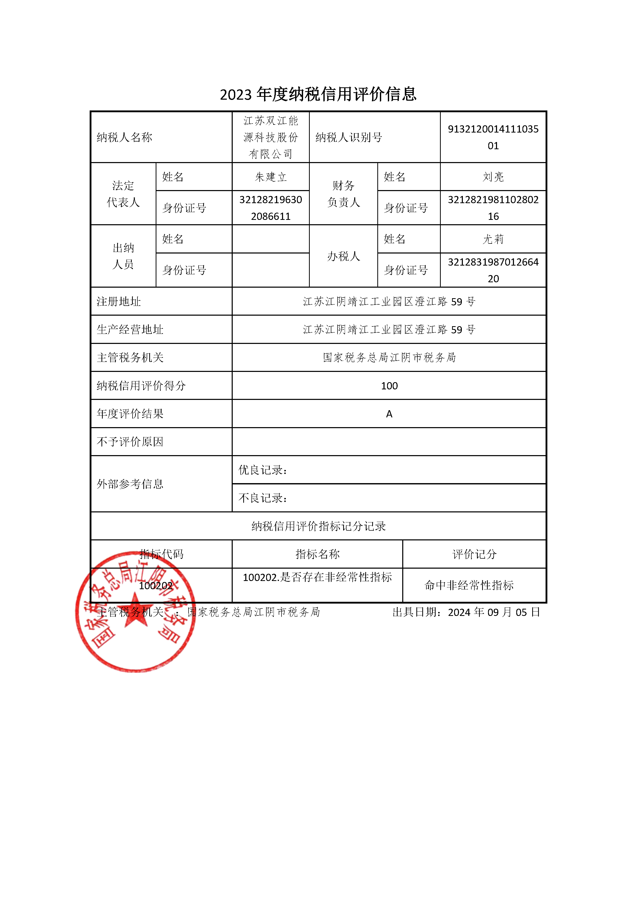 納稅A級信用評價(jià)